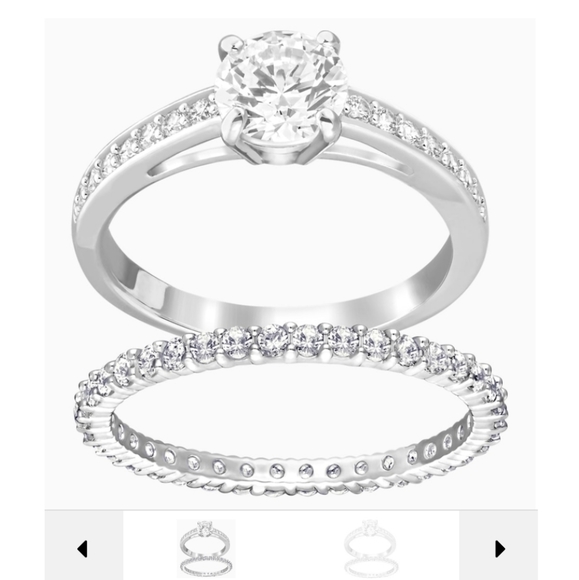 Swarovski Attract Ring Set White Rhodium plated# 5184979 size 6